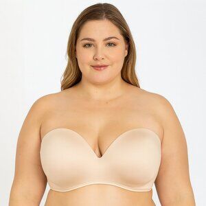 Lane Bryant Cacique Bra 42B Cafe Strapless Multi-Way Bare Solution w/ Straps